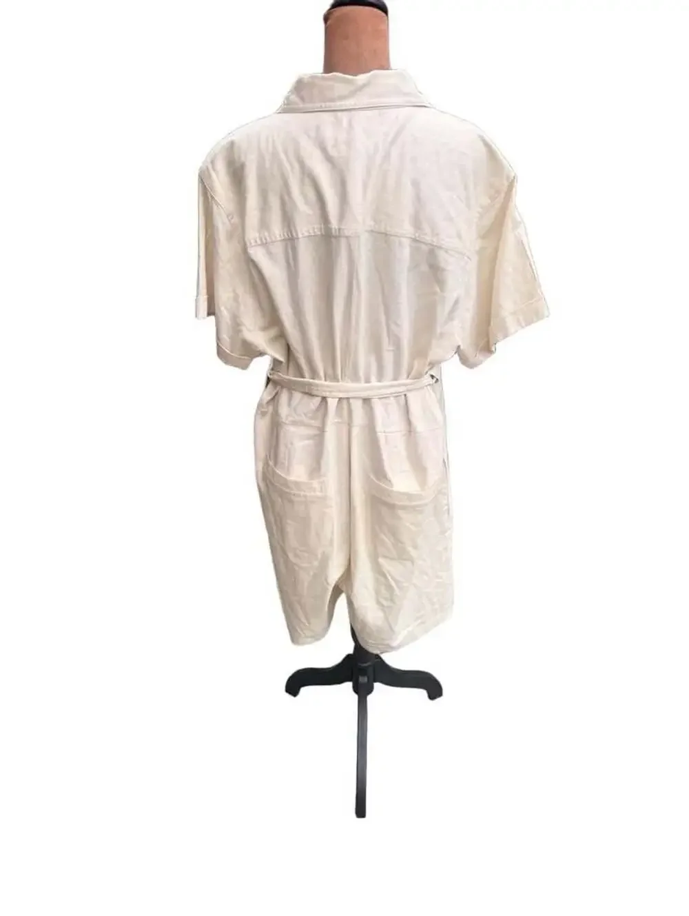 Banana Republic Linen Blend Short Sleeve Belted Utility Romper